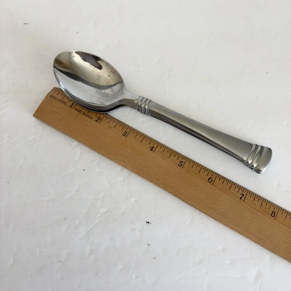 Set of 5 Cambridge Codie Sand Frost Stainless Soup Spoon Flatware  7